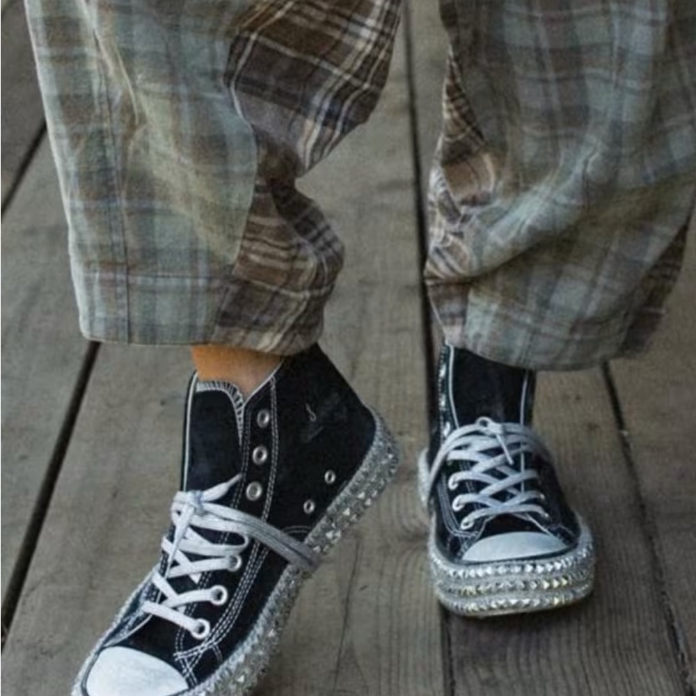 CHANTEL STUDDED HIGH TOP SNEAKERS 7.5